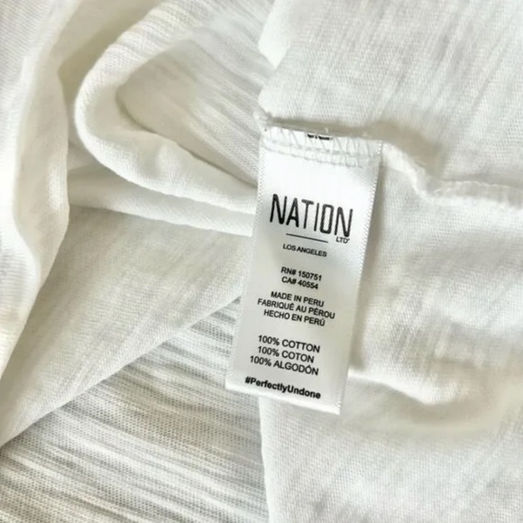 Nation LTD Cecilia Balloon Sleeve Tee White Pima Cotton Minimalist Sz Small - Picture 5 of 7